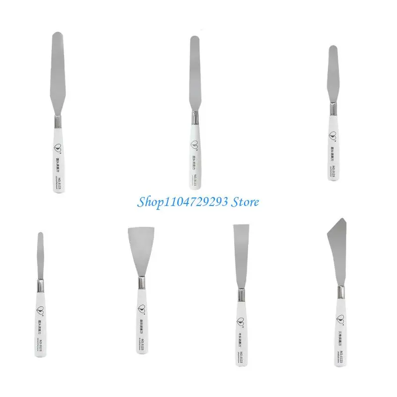 7Pcs Stainless Steel Spatula Palette Tool Set Handle Palette Tool for Acrylic Oil Painting Color Mixing Blending