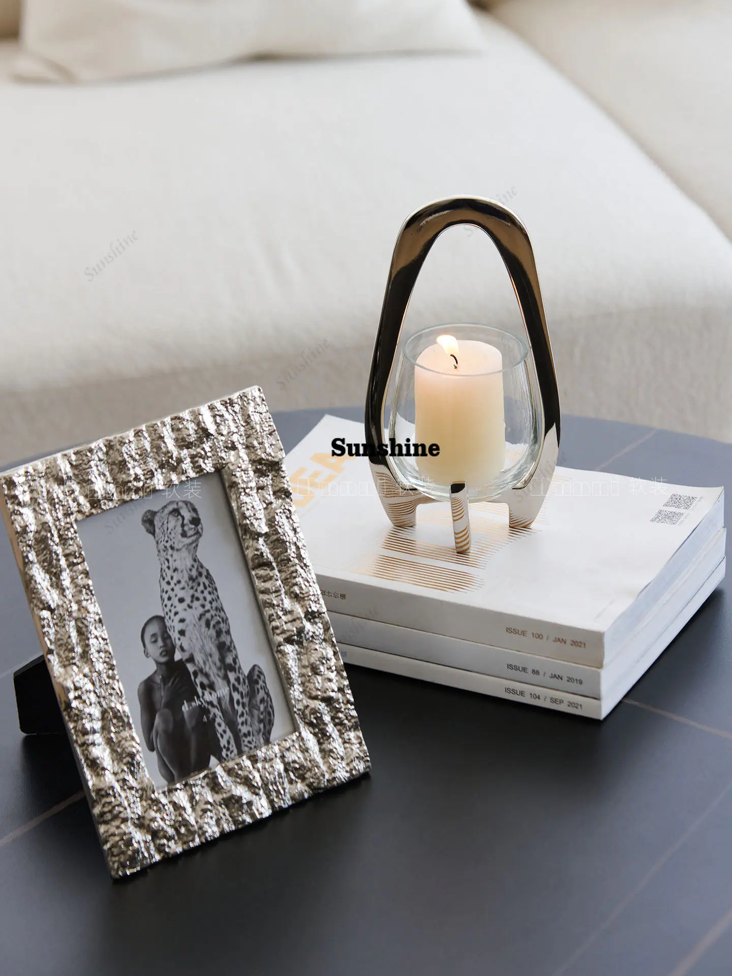 Silver lantern candlestick living room restaurant hotel clubhouse high-end model room light luxury
