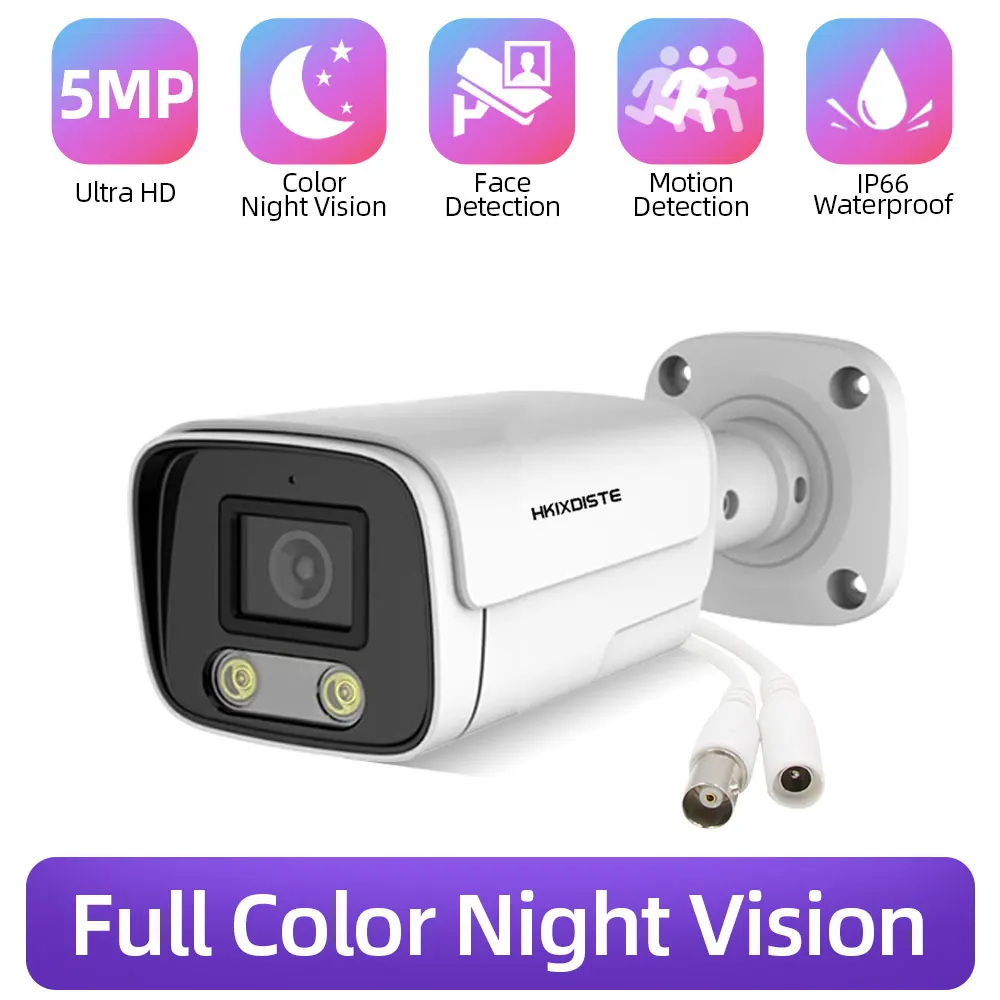 

AI Human Face 5MP Colorful Night Vision Surveillance Camera AHD/TVI/CVI/Analog 6 IN 1 CCTV Camera Waterproof Bullet BNC Camera