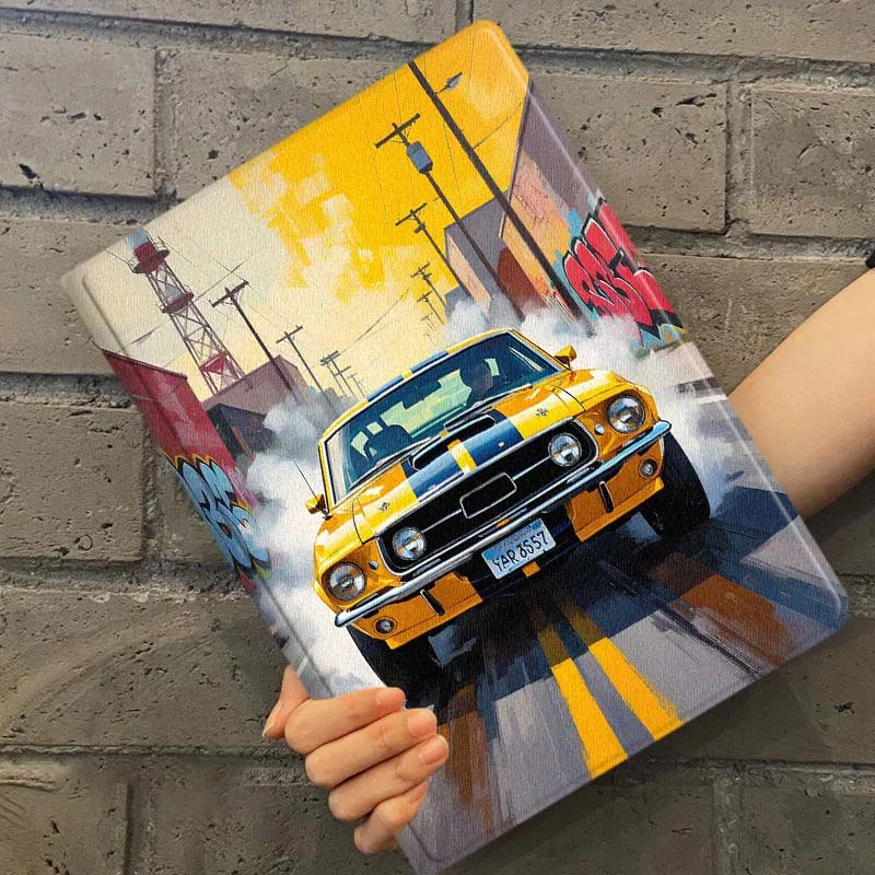 Yellow Mustang Street Graffiti Smoke For Samsung Galaxy Tab S11 S10 S9 S8 A8 A9 A11 10.9 8.7 10.1 Plus Tablet Case Cover