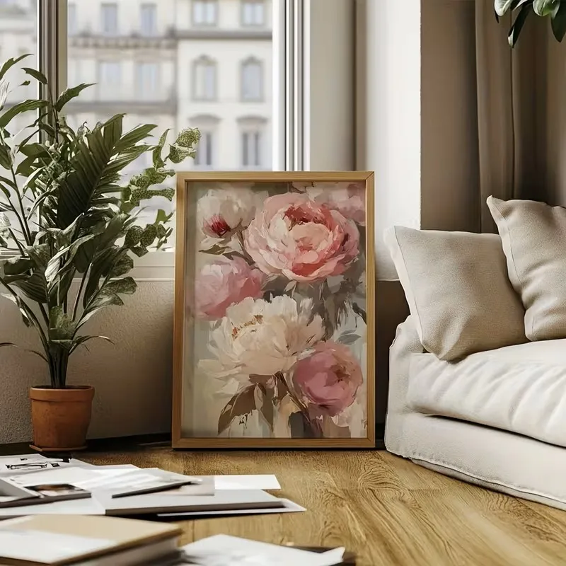Abstract Pinkish-green Pastel Floral Canvas Poster Art Wall