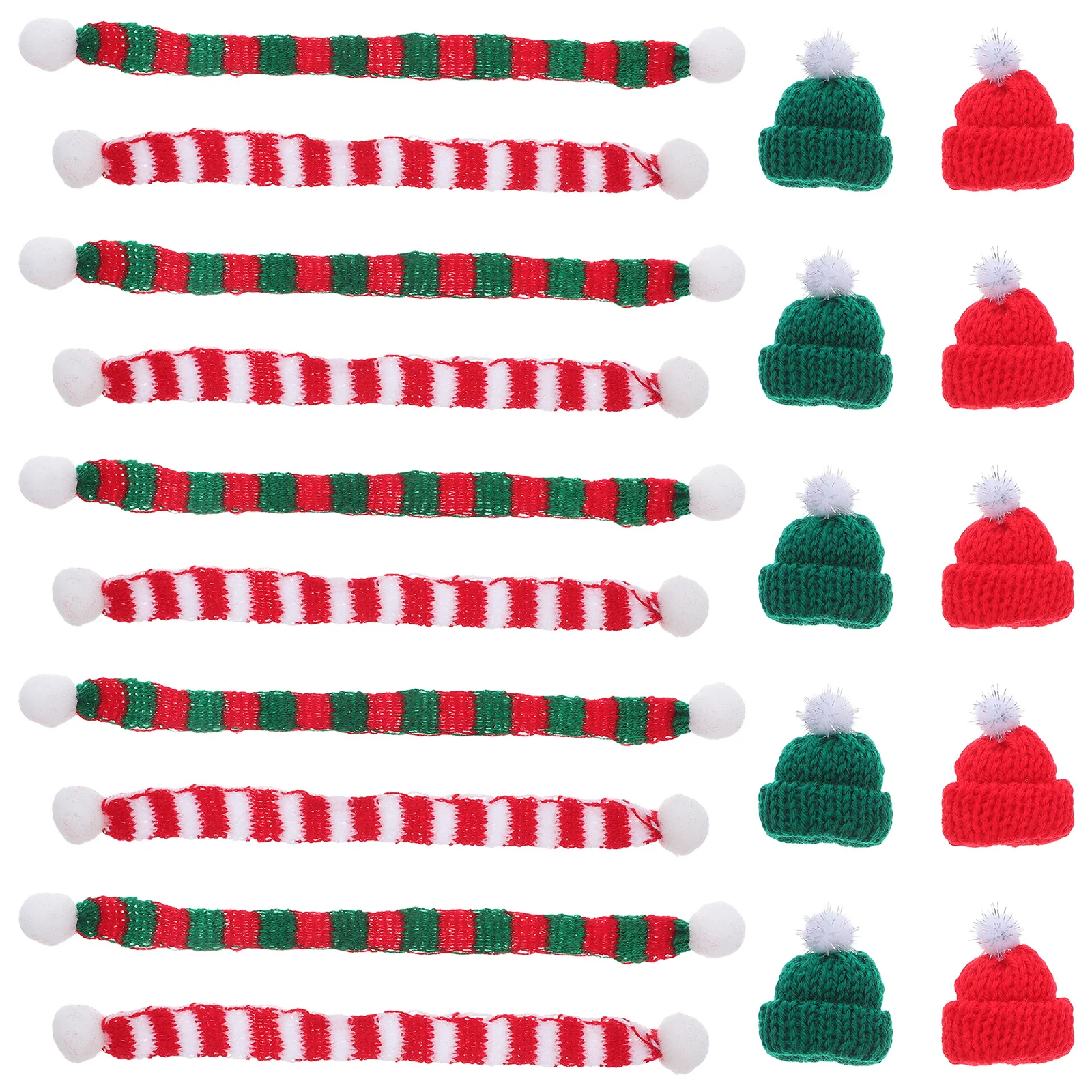 

48 Pcs Knitted Mini Hat Ornaments Crafts Small Christmas Tree Wine Bottle Cover Hats Lollipop Candy