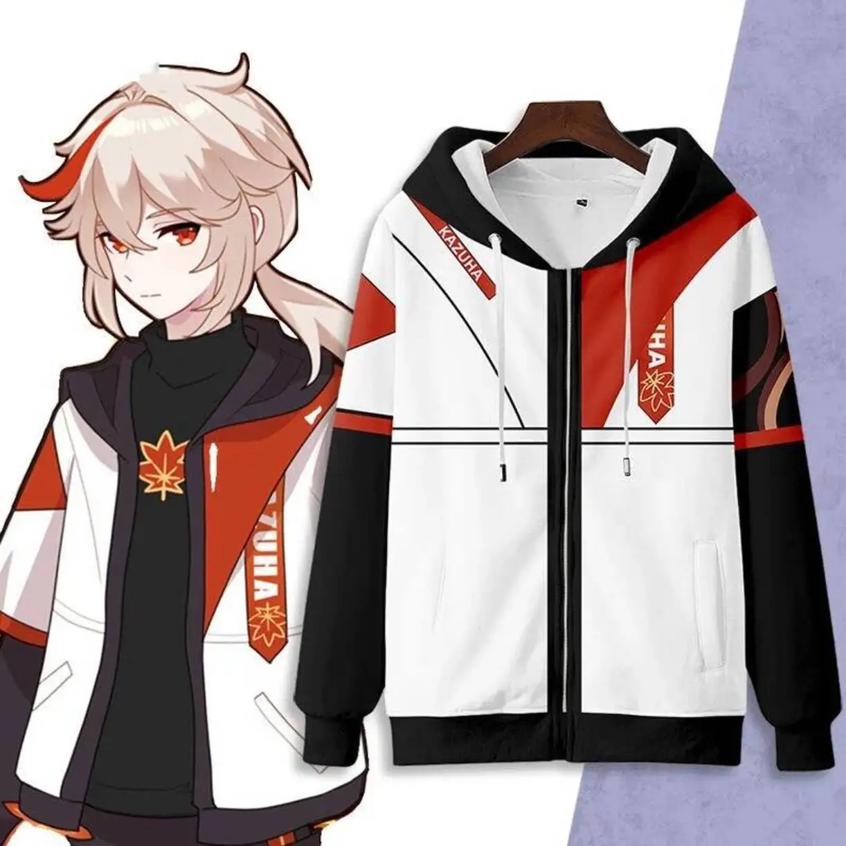 Sudadera con Capucha de Cosplay de Kaedehara Kazuha de Genshin Impact, Disfraz, Chaqueta, Abrigo, Ropa Deportiva, Streetwear, Harajuku, Tops C