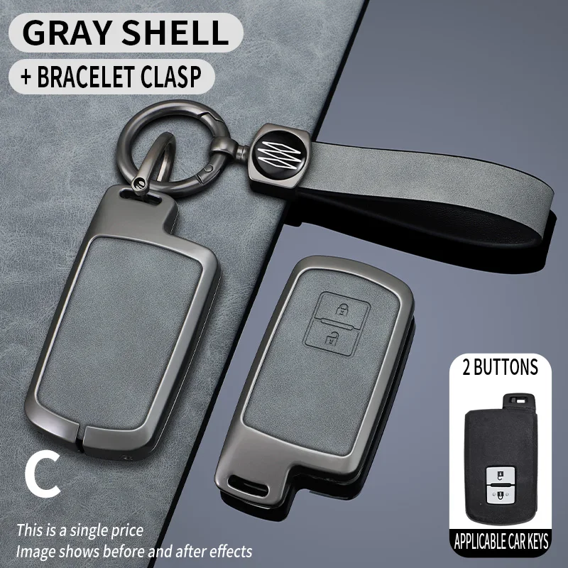Metal+Leather Car Key Case Cover For Toyota Auris Camry RAV4 Avalon Yaris Verso 2012 2013 2014 2015 2016 2017 2018 Key Accessory view 4