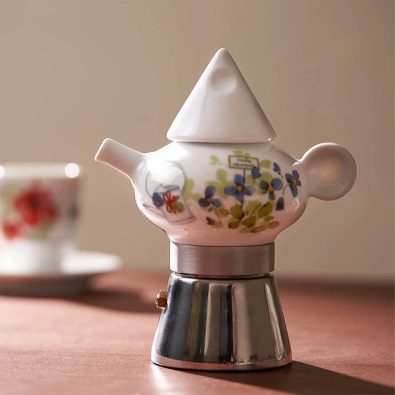 Mocha pot Ceramic coffee pot Italian brewed coffee Convenient outdoor hand brewing