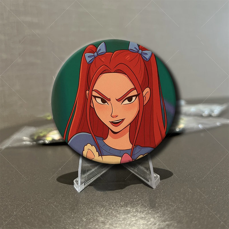 58mm Anime Character Mira Soft Button Pin Demon Hunters Mira Cartoon Brooch Creative Badge for Backpack Clothes Decoration Gift