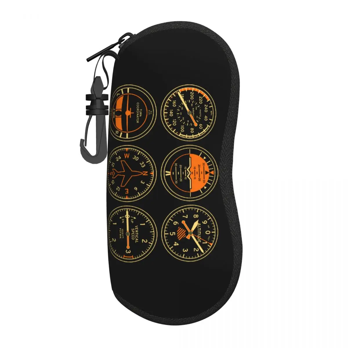 Custom Cockpit Six Dials Flight Simulator Pilot Sunglasses Soft Case Neoprene Zipper Shell Eyeglass Case Protective Box Glasses