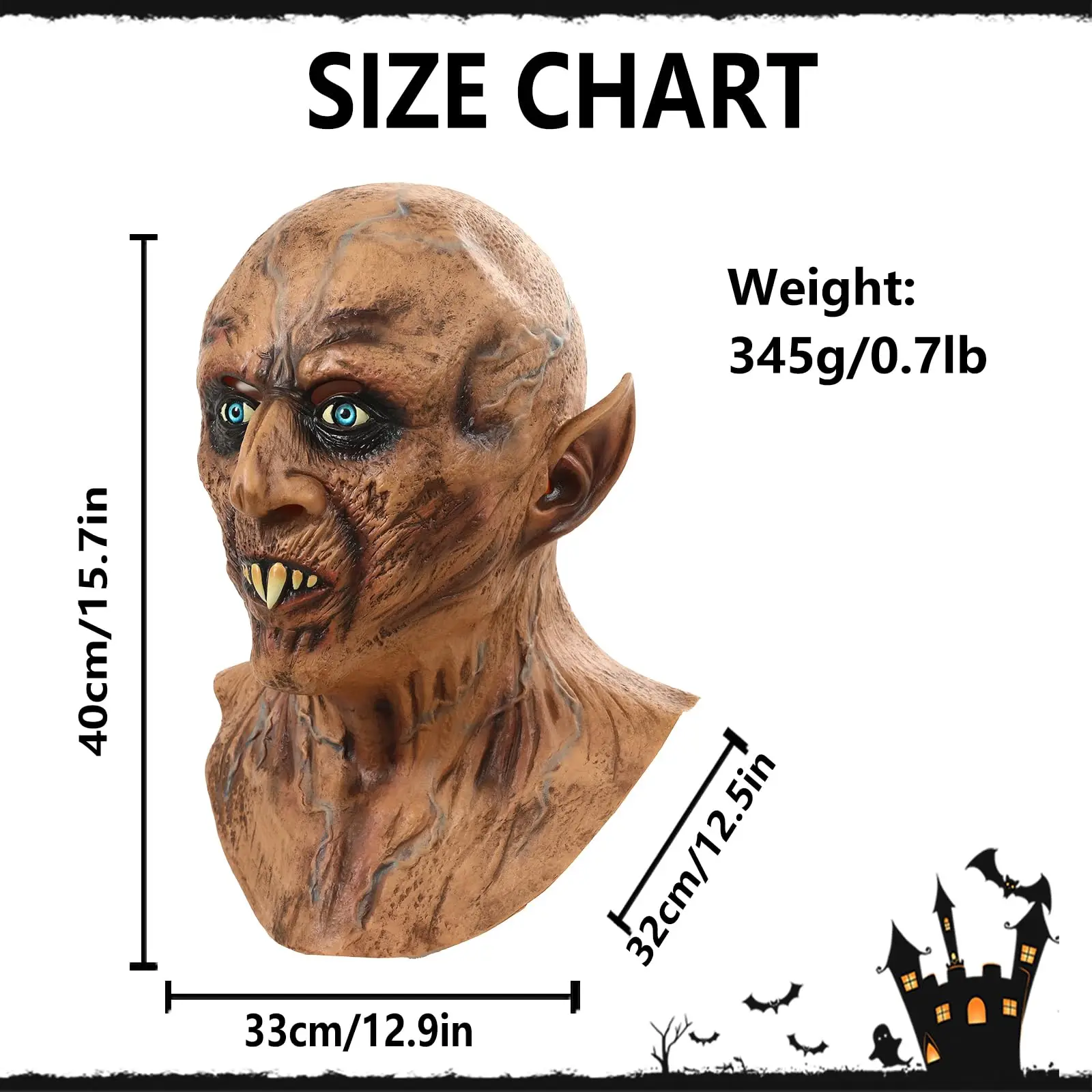 Masque de Vampire effrayant pour Halloween, masque de démon d'horreur, casque de Zombie réaliste, Costume d'halloween, accessoires effrayants pour adultes