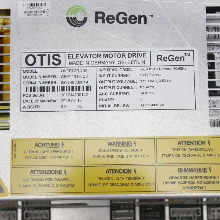 رفع قطع الغيار المورد OVFR03B-402 GBA21310JC20 عاكس المصعد