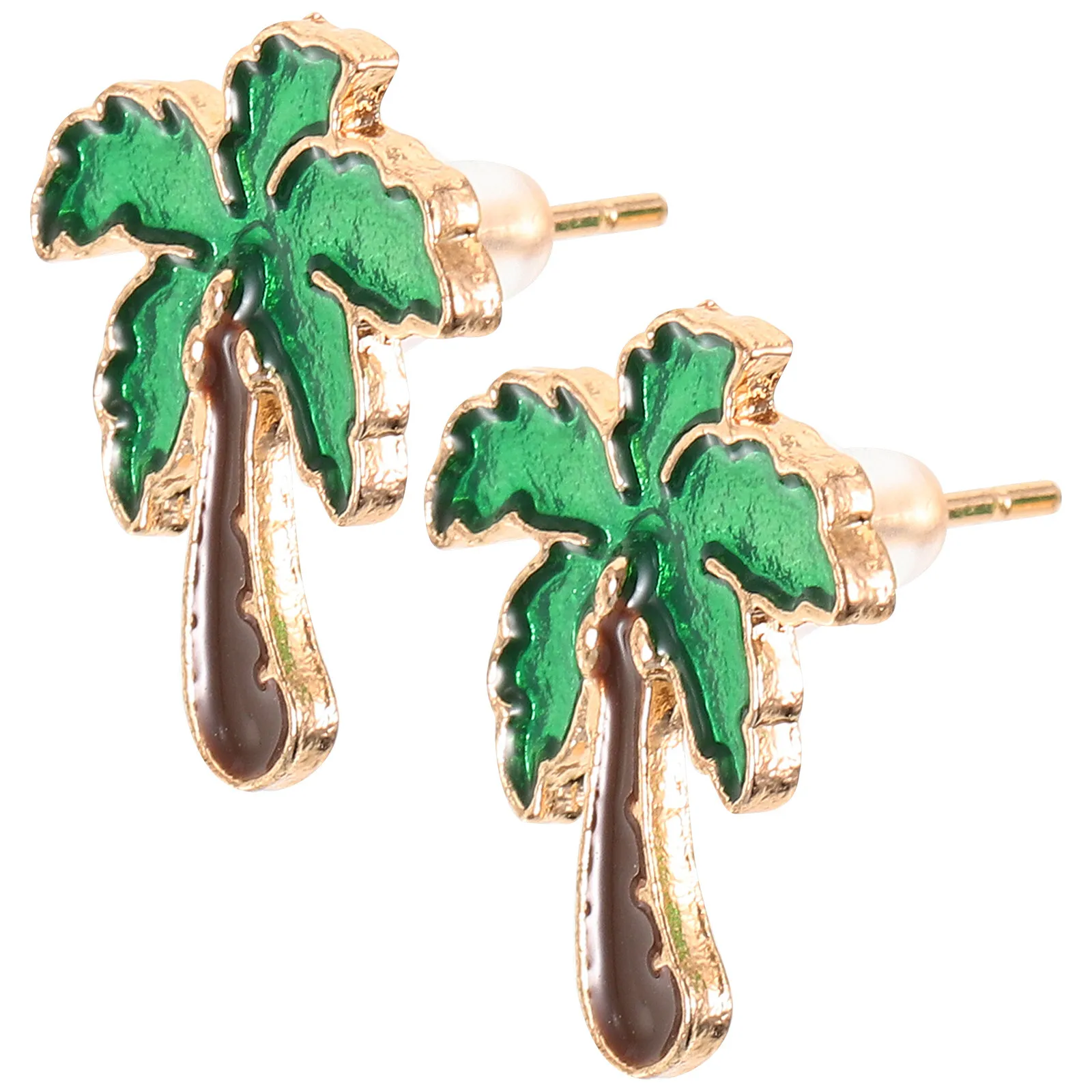 1Pair Coconut Tree Earrings Women Ear Studs Lightweight Resin Plastic Stylish Ear Jewelry for Birthday Wedding Graduation