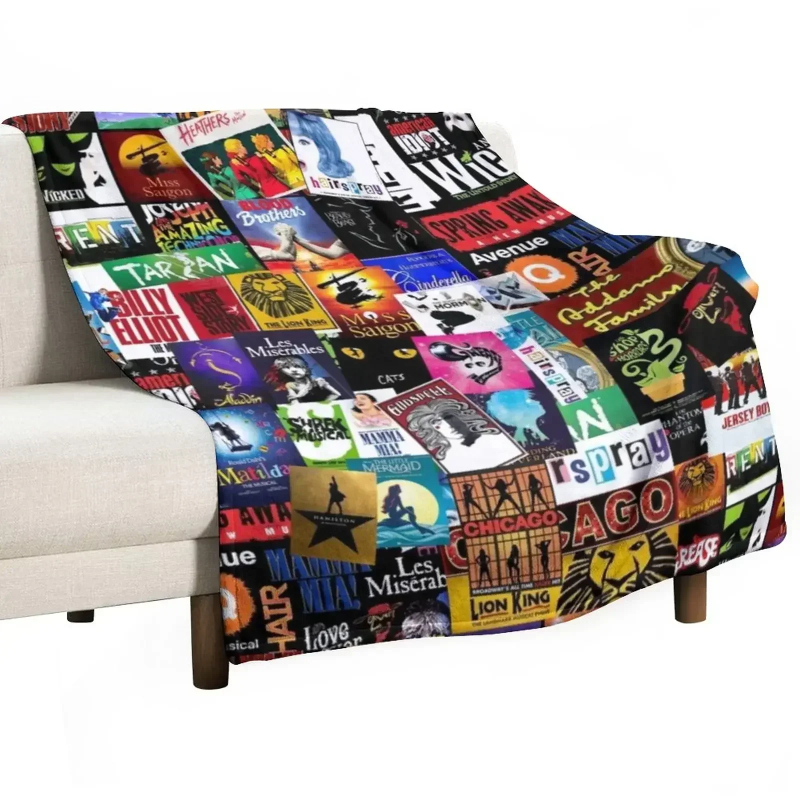 

Musicals Collage II Original Throw Blanket Custom Sofa Quilt Blankets