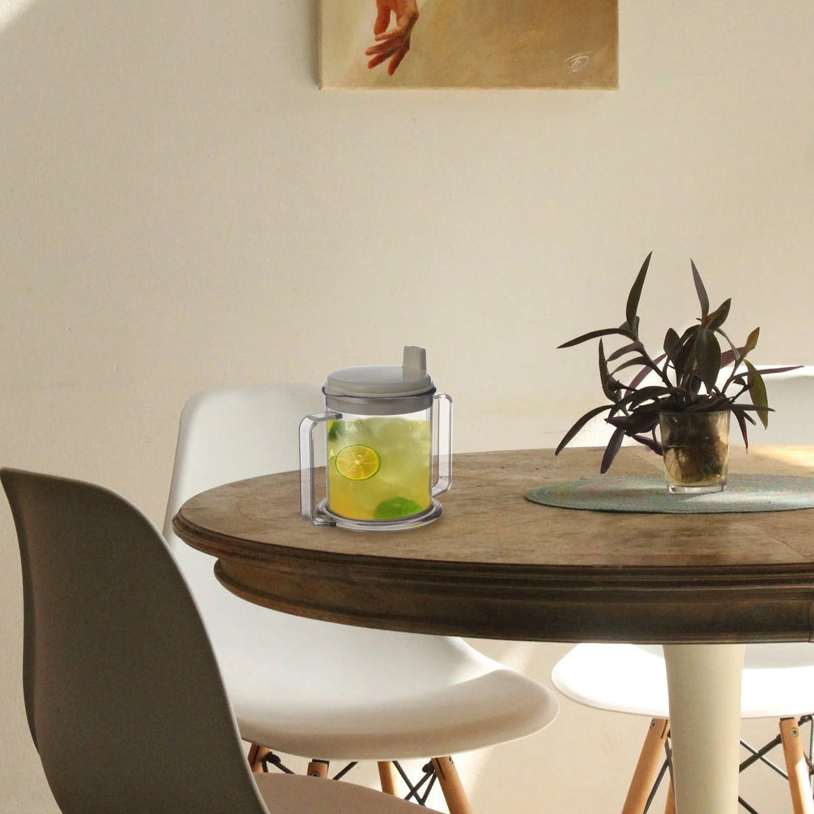 

Plastic Double Handle Spill Proof Cup Premium Thick Durable Beverage Cup for Kitchen Dining Restaurant Hotel Coffee Juice Tea