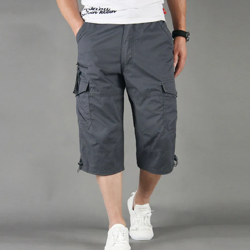 Harajuku Men's Cargo Shorts Summer Loose Casual Pants Elastic Waist Large Size Outdoor Jogging Sweatpants Trend Multi Pockets