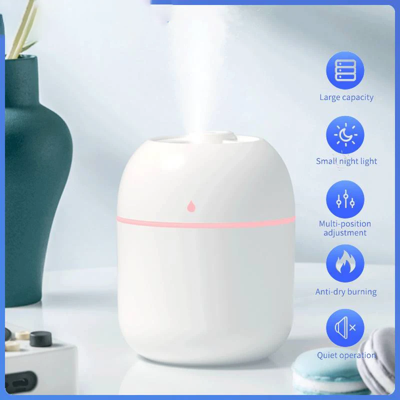 Mini humidificateur d'air à ultrasons portable, diffuseur d'arômes de voiture, supporter ficateurs de château essentiels USB, lampe à LED, produits de parfum pour la maison, 220ml