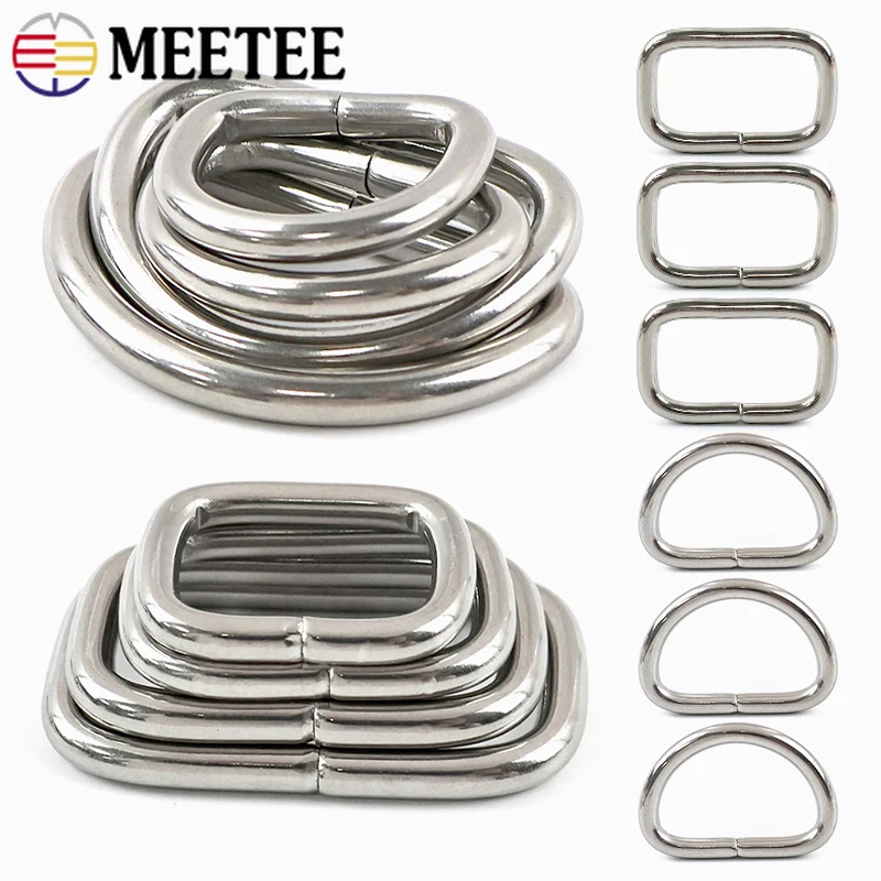 

5/10Pcs Stainless Steel Ring Buckles 20/25/32/38mm D Rings Square Clasp Bag Webbing Strap Dog Collar Carabiner Clips Loops Hook