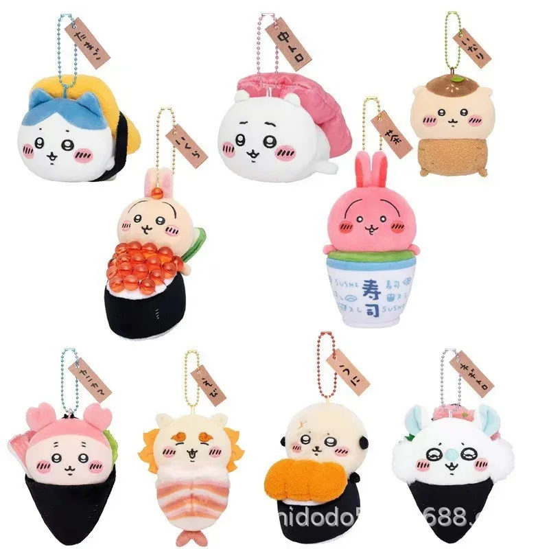 

10 см суши лосось икра Hachiware Chiikawa Usagi Momonga плюшевая кукла брелок сумка кулон игрушка в подарок