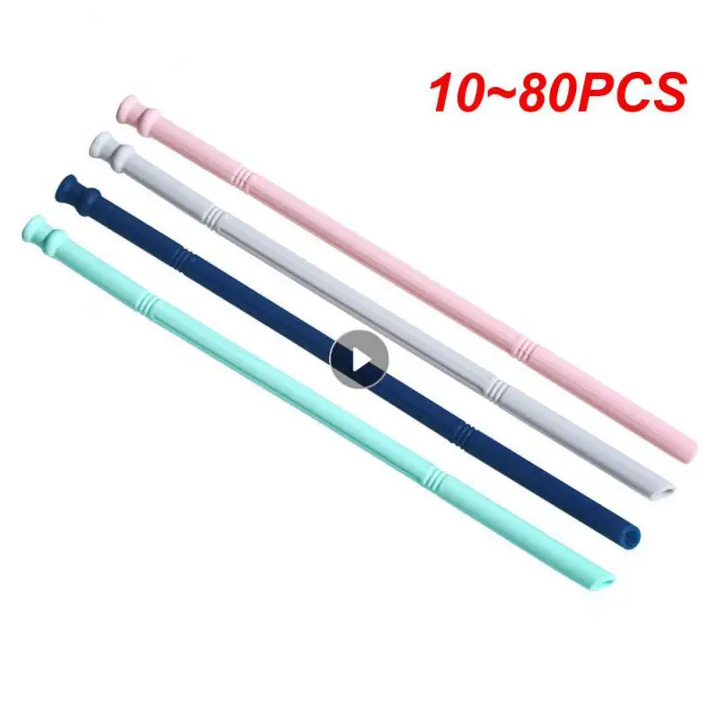 10~80PCS Water Cup Straw Long Flexible Drinkware Colorful Silicone Party Bar Accessories Childrens Supplementary Straw Reusable