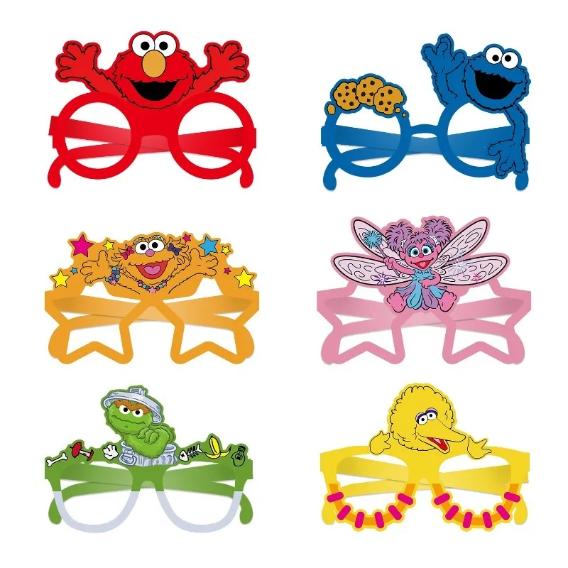 12pcs / Set Sesame Street Party Paper Eye Masks Kids Toy Paper Glasses Party Decorations Supplies