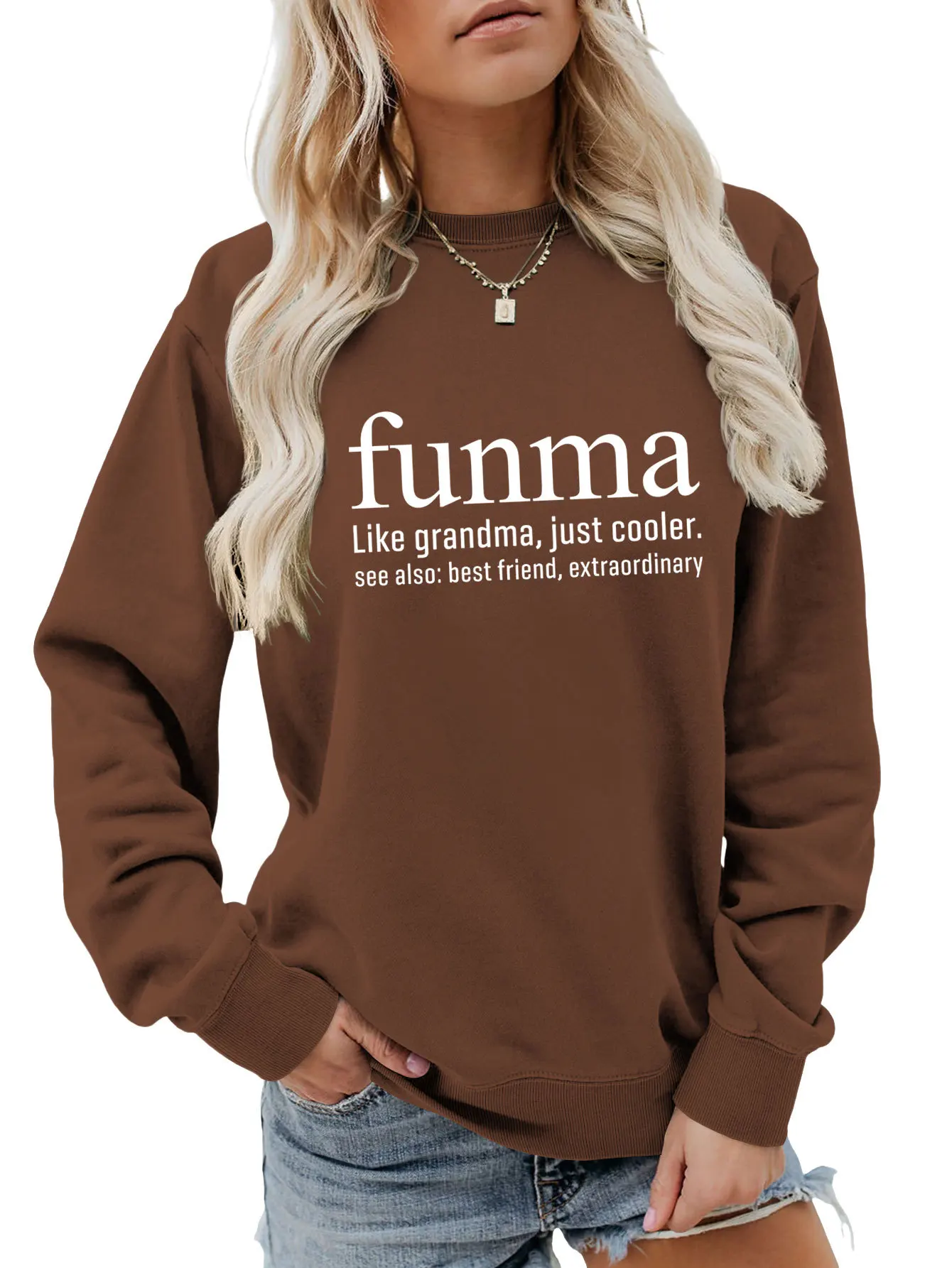 Sudadera holgada de manga larga con capucha para mujer, blusa informal de cuello redondo con estampado funma like grandma just cooler, otoño e invierno, novedad