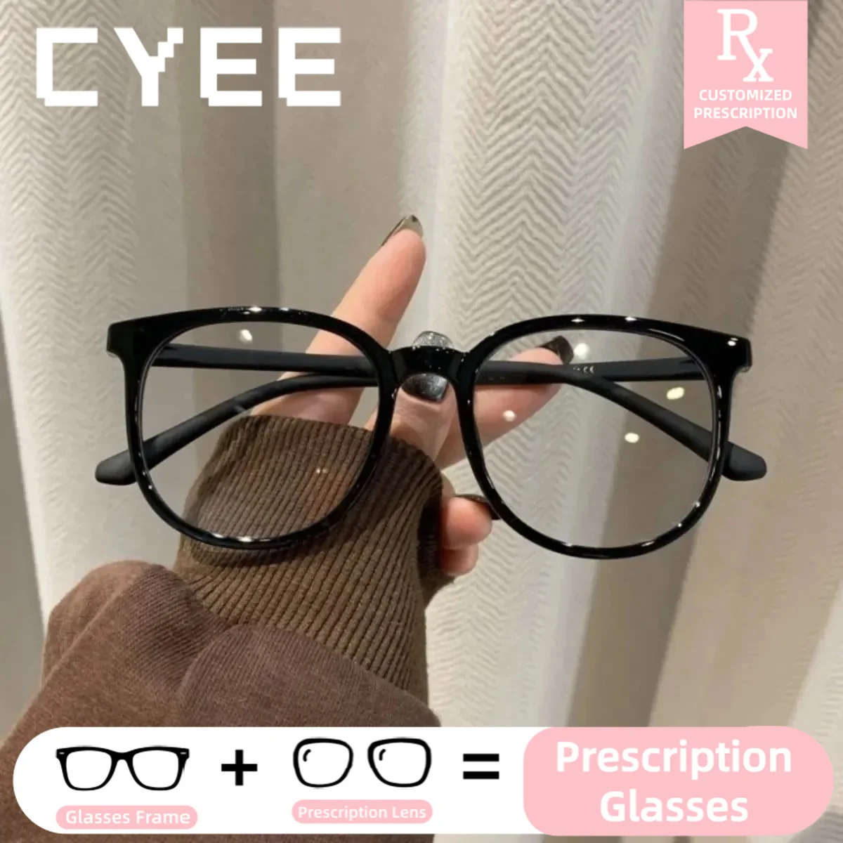 CYEE Delicate Oval Eyeglasses PC Full Rim Anti Blue Light Custom Prescription Eyewear Unisex Lightweight Daily Optical Glasses