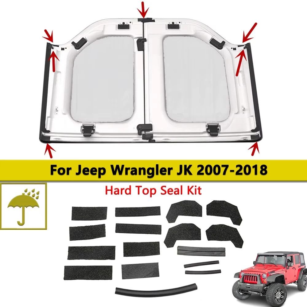 17-PACK Hard Top Seal Kit for 2007-2018 Jeep Wrangler JK JKU Rubicon Sport Sahara Interior Mouldings Accessories Black