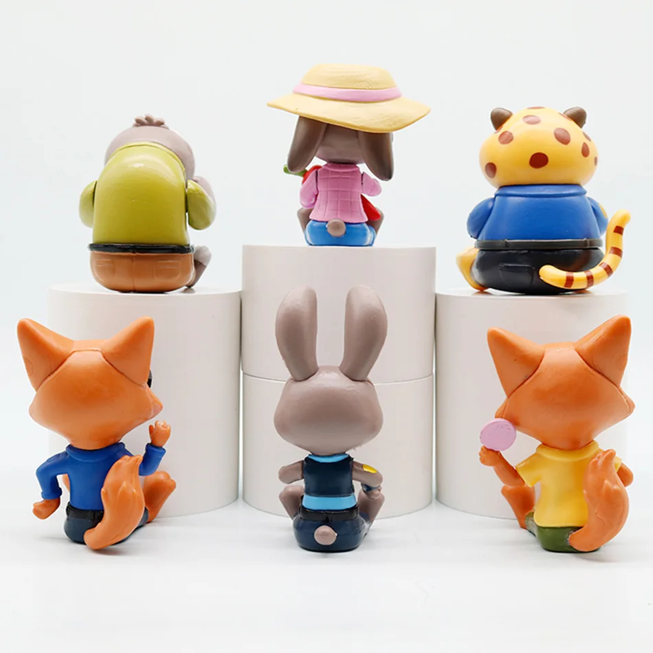 En Stock 6 unids/set de alta calidad Zoo Judy Nick sentado Mayor estatuilla Anime juguete modelo colección juguete niños regalos de cumpleaños juguete para fanáticos