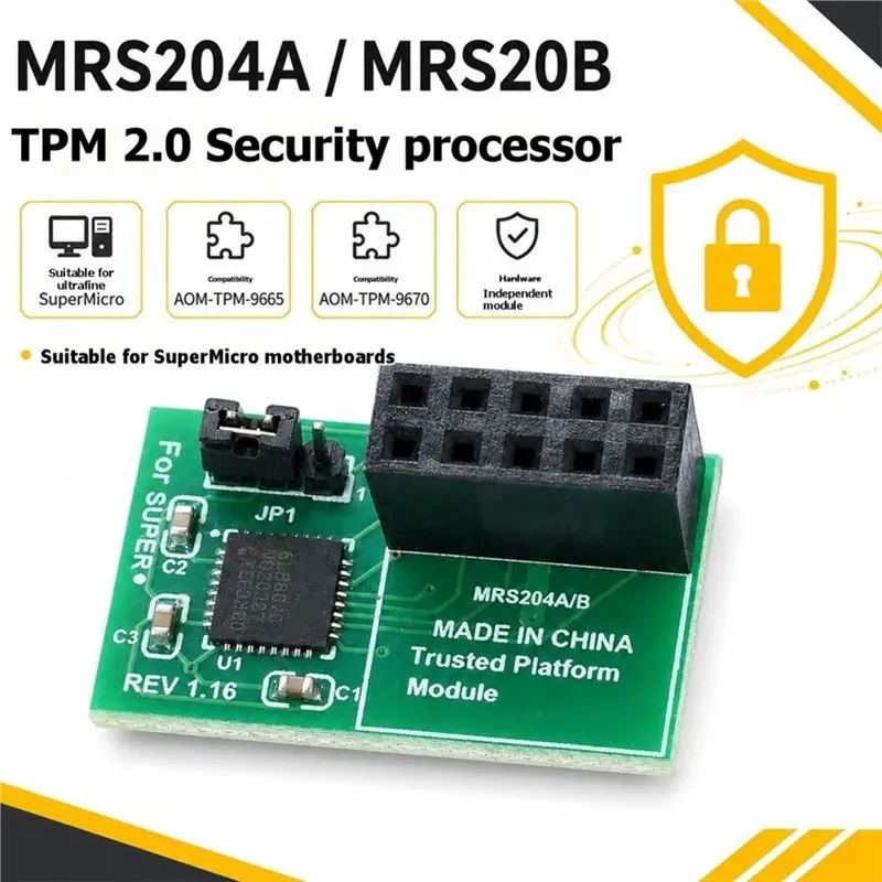 ALIM-For Supermicro AOM For TPM 2.0 Security Module 10 Pin SPI Module Processor 9670H 9670V TP M 2.0 Module