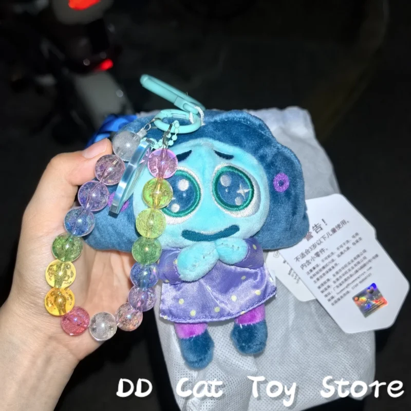 En Stock, 2 bolsas genuinas de Disney Inside Out, llaveros de felpa, colgantes de figuras, adornos de bolsa, figura Kawaii Joy Anger Disgust Sadness