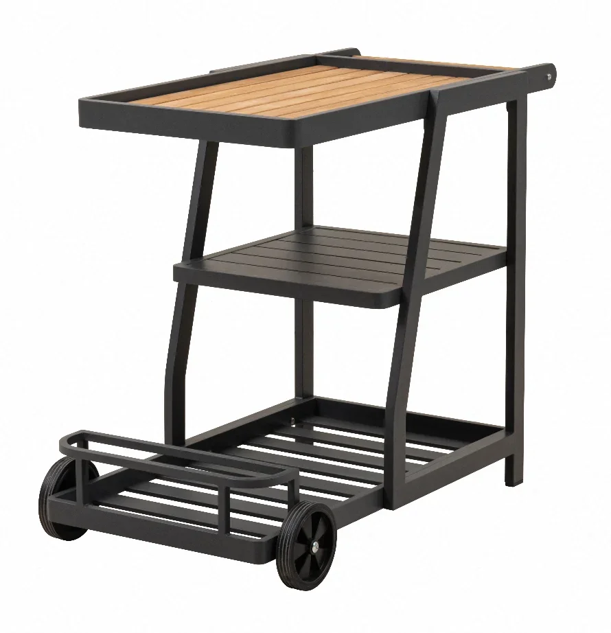 Movable Iron Frame Rolling Storage Service Kitchen Island Kitchen Trolley with Rack Kitchen Cart for Sale