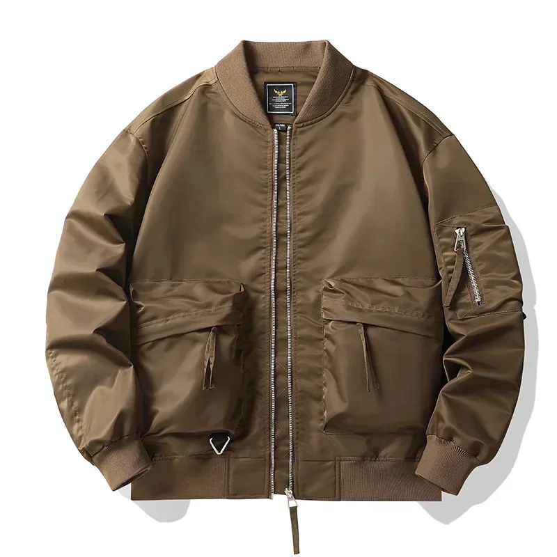Mens Spring Autumn Jacket Casual Jacket 4XL Green Multiple Pockets Korean Streetwear Aviator Baseball Loose Oversized Outdoor