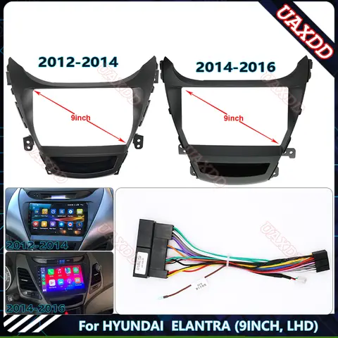 현대 ELANTRA LHD 대시 보드 프레임 설치 GPS 안드로이드 멀티미디어 플레이어 용 2 Din 9 인치 자동차 라디오 플라스틱 근막 패널