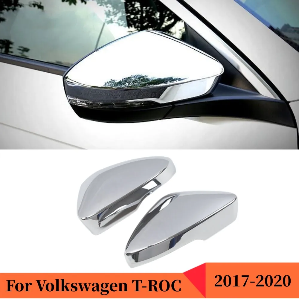 

For Volkswagen VW T-Roc 2018 Rearview Mirror Cover Styling Chrome Carbon Fiber T Roc Rear View Mirror Protector Auto Accessories