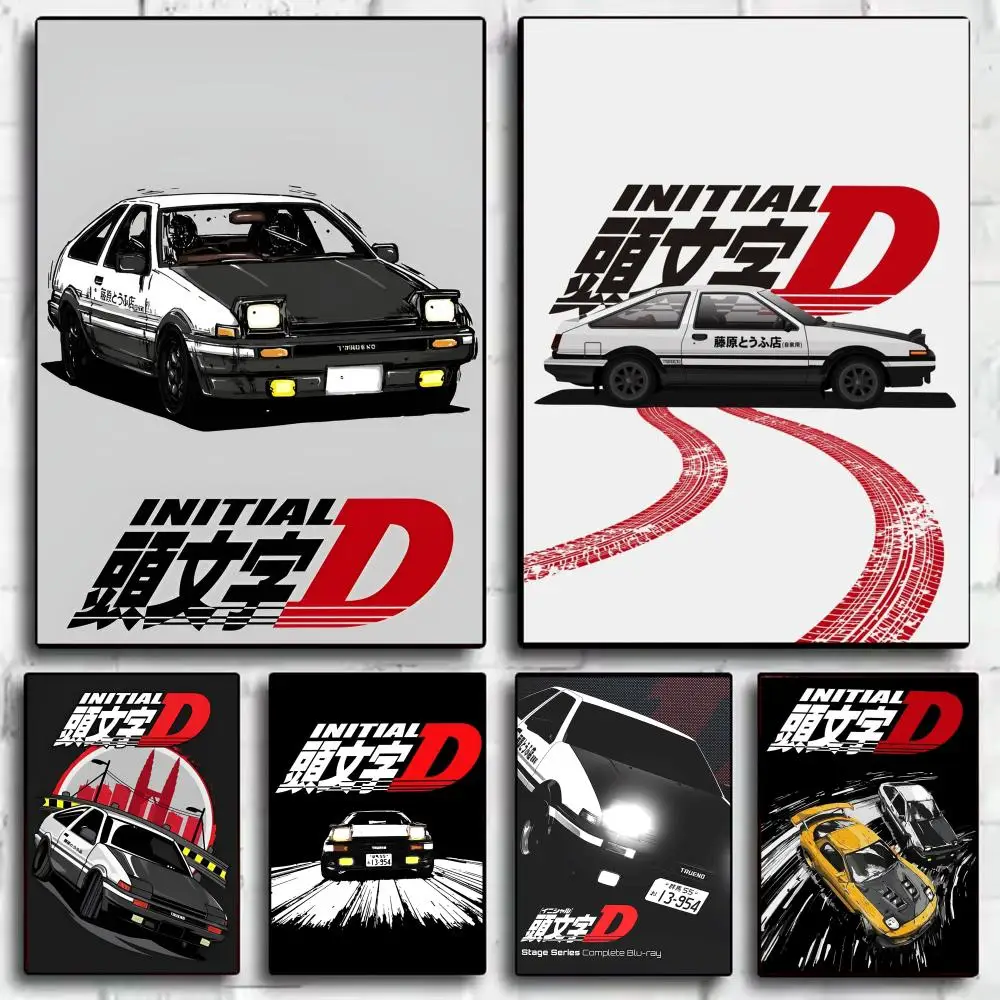 I-Initial D Poster Stickers Mural Painting Self-Adhesive Wall Decals for Bedroom Living Room Home HD Decor Gift