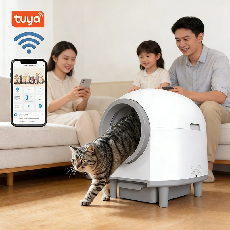 Automatic Self-Cleaning Cat Litter Box Fully Enclosed Pet Toilet with Smart WiFi App Control Travel-Ready Litter Tray for Cats