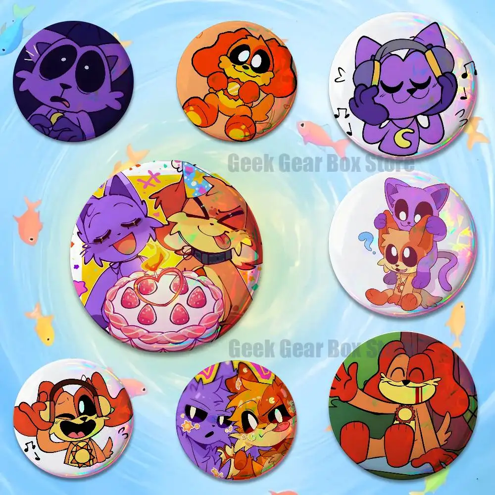 Dog Day P-Poppy Cat Nap Laser reflective round badges pins bag clothing decorations collectibles gifts for friends