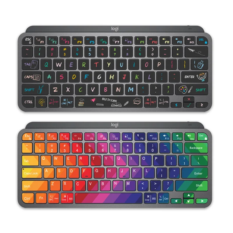 DIY Separated Key Stickers Fit Logitech MX Keys Mini Keyboard, Multi Color Contrast Keycap Decoration Stickers With Free Tweezer