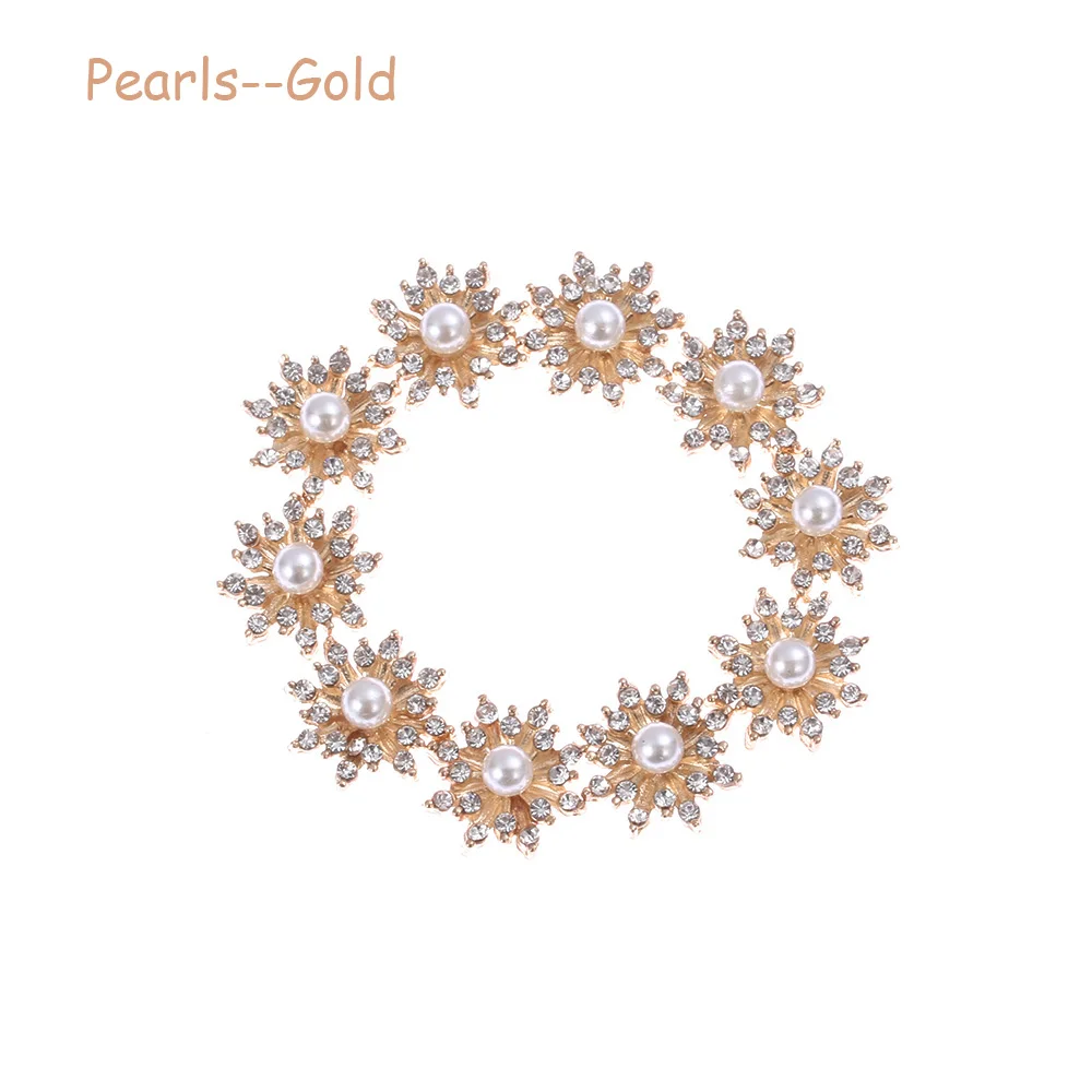 10PCS 16MM Clothing Decoration Plating Hairpin Accessories Pearl Buckle Apparel Sewing Snowflake Buttons Rhinestone Button