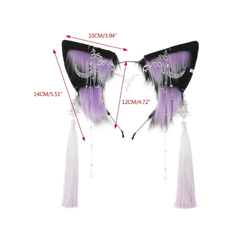 ผู้หญิงสัตว์หมาป่าหู Hairband พู่จี้ตุ๊กตาแถบคาดศีรษะ Furry อะนิเมะคอสเพลย์ผม Hoop สาวปาร์ตี้เครื่องแต่งกาย Photo Props