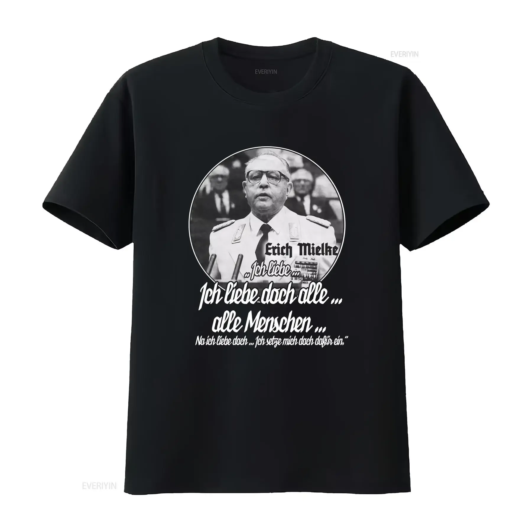 

Erich Mielke I love everyone .. Футболка BLACK GDR OSSI Восточный культ Стаси FUN винтажная винтажная стираная дышащая графика
