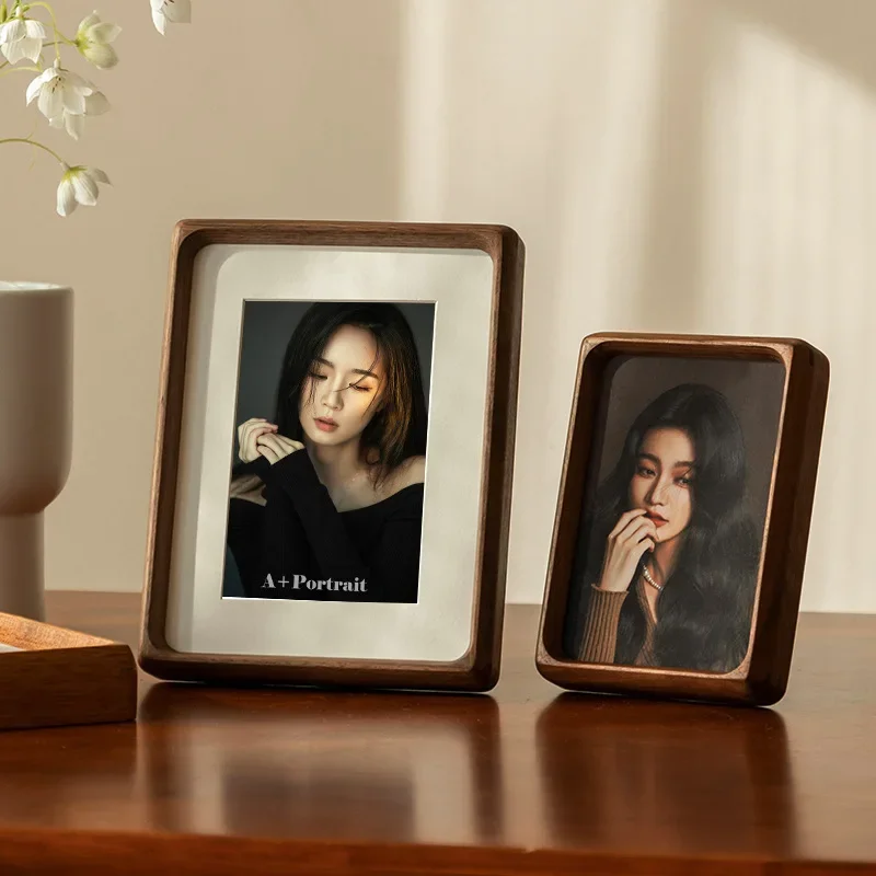 Solid Wood Photo Frame Black Walnut Art Portrait Display Frame Elegant Tabletop Picture Frame Home Decor