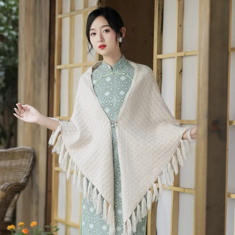 

Однотонный женский шарф с кисточками, плащ для вечернего платья, свадебное болеро для подружки невесты, кардиган, женские вечерние накидки, шаль Cheongsam