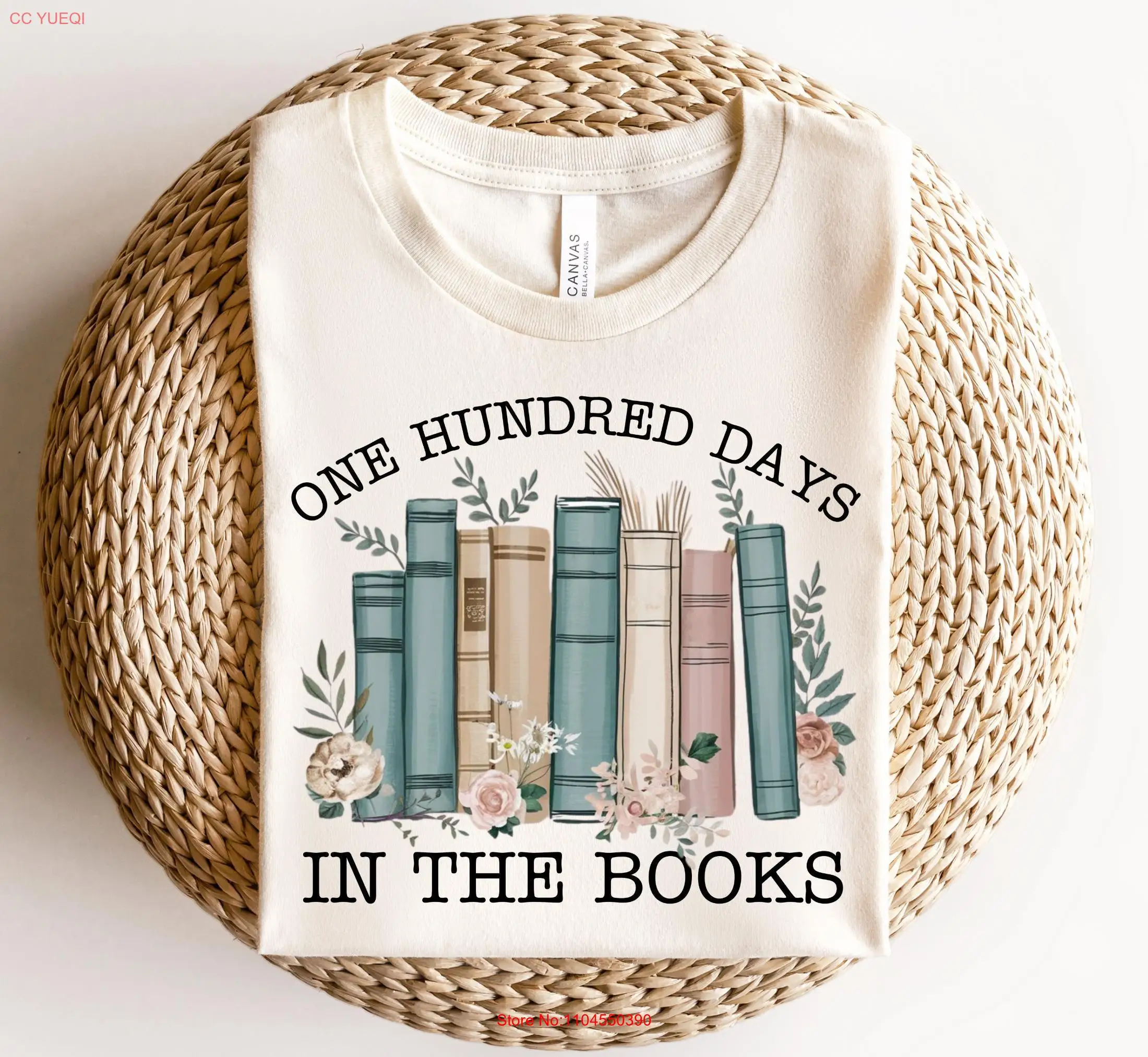 100 يوم من المدرسة قراءة المعلم تي شيرت مكتبة اليوم 100 في الكتب عاشق المكتبة بأكمام طويلة أو قصيرة #1