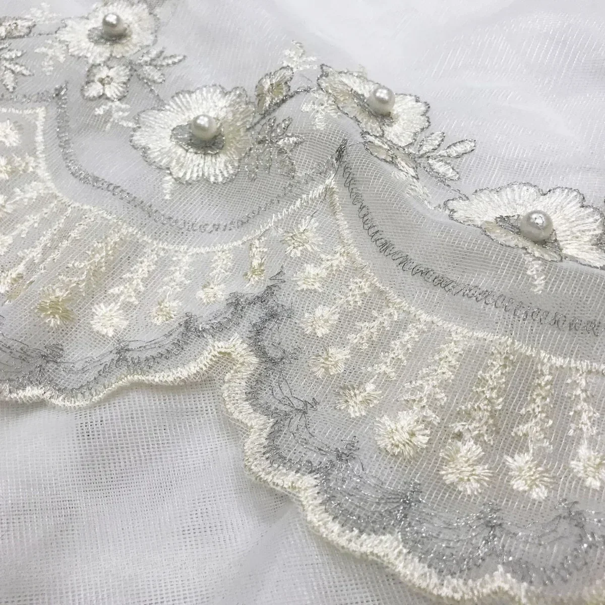 

2025 Popular 1PC French Style Small Fresh Pearl Embroidery Window Screen Small Flower White Screen Matched With Screen Bedroom