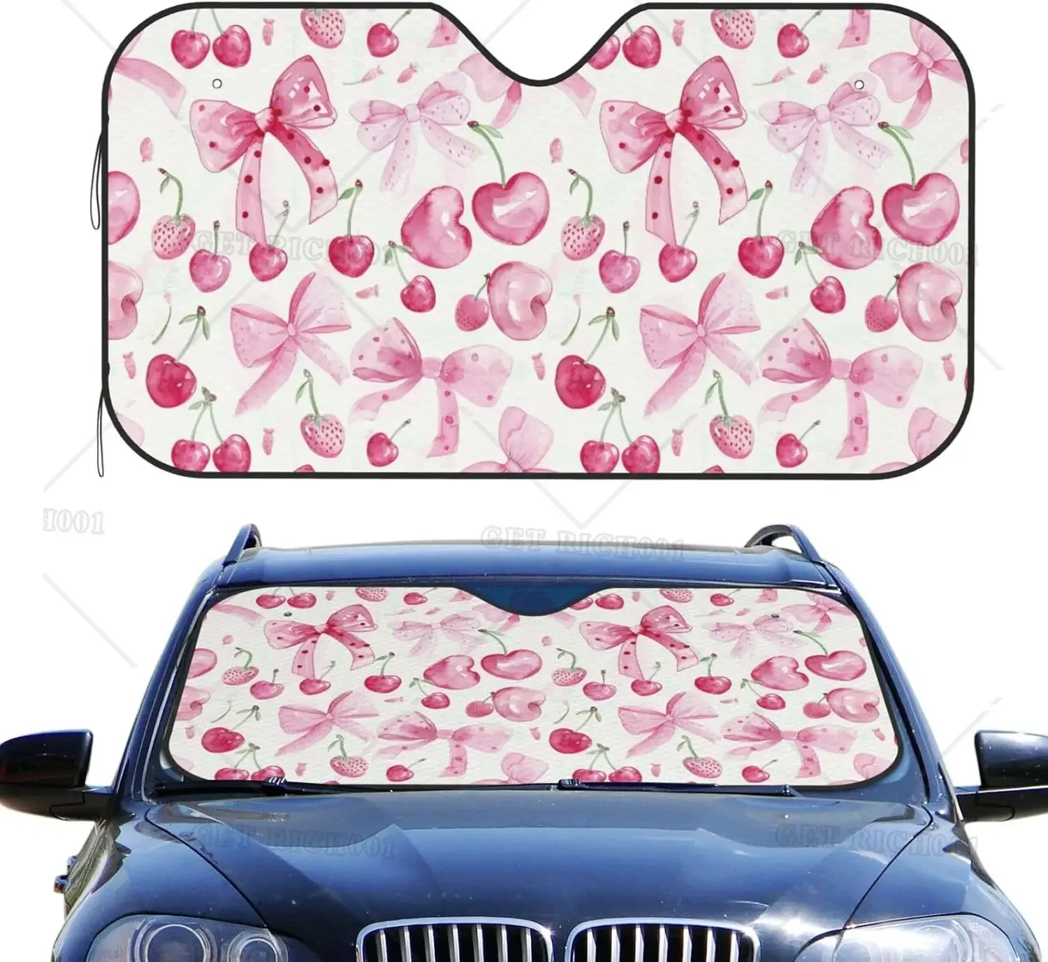 

Parasol para parabrisas de coche, lazos rosas, cerezas, parasol para coche, cubiertas para ventana delantera, Protector de viser