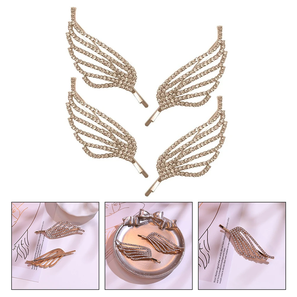 

4Pcs Rhinestones Hairpin Barrette Zinc Alloy Bridal Accessories Wedding Banquet Girls Hairstyle Helper