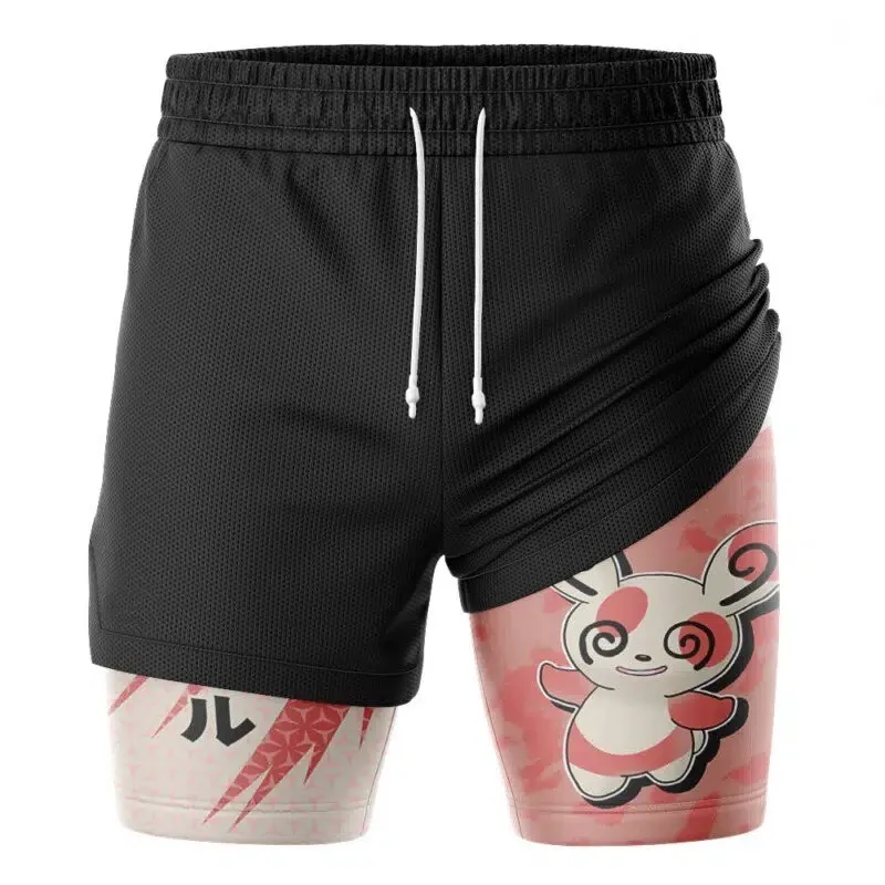 Summer Surrounding Double-layer Men's Shorts Casual Beach Pants Anime Style