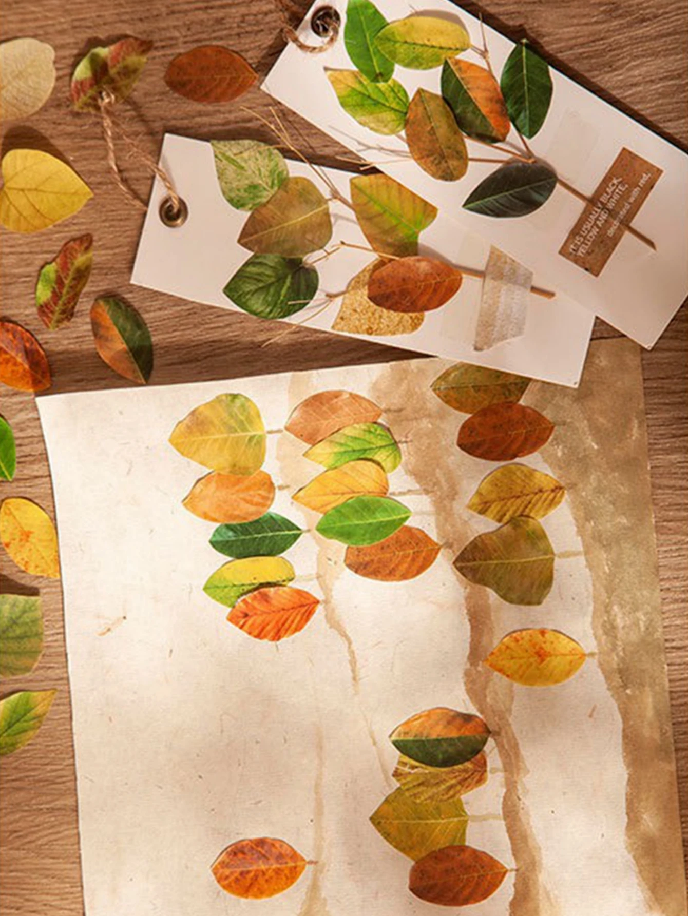 50pcs/roll Beautiful Leaf Shaped Tape, Autumn Leaves Shaped Gift Card Decal Sticker, DIY Greeting Card Mobile Phone Decoration