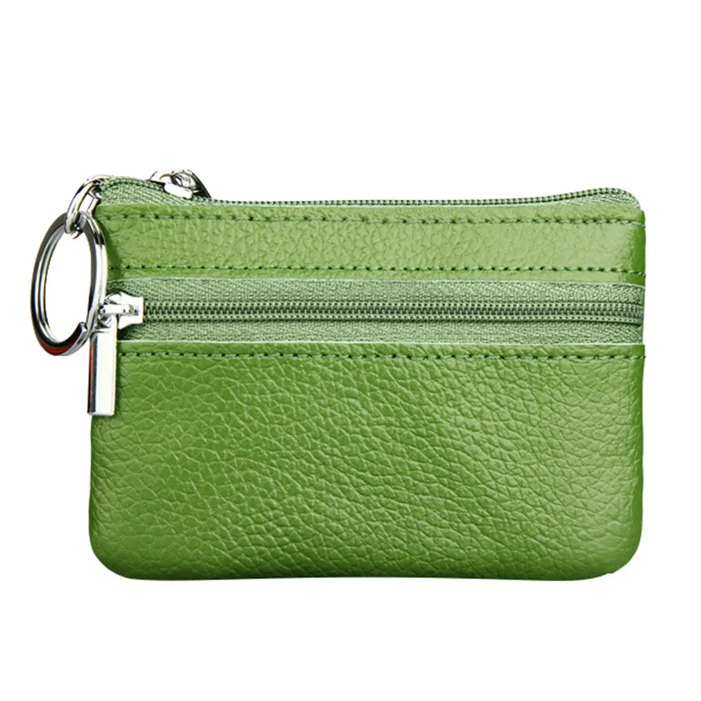 Women'S Small Change Money Bags Pocket Wallets With Key Ring Portable Functional Pouch Zipper Card Wallet Pu Coin Purses