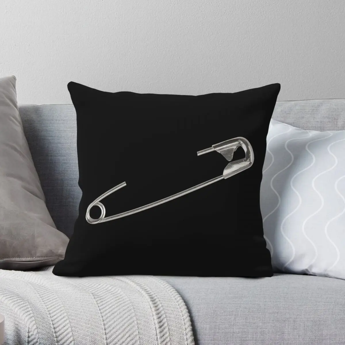 Safety Pin Souvenir Square Pillowcase Polyester Linen Velvet Printed Zip Decor Home Cushion Cover