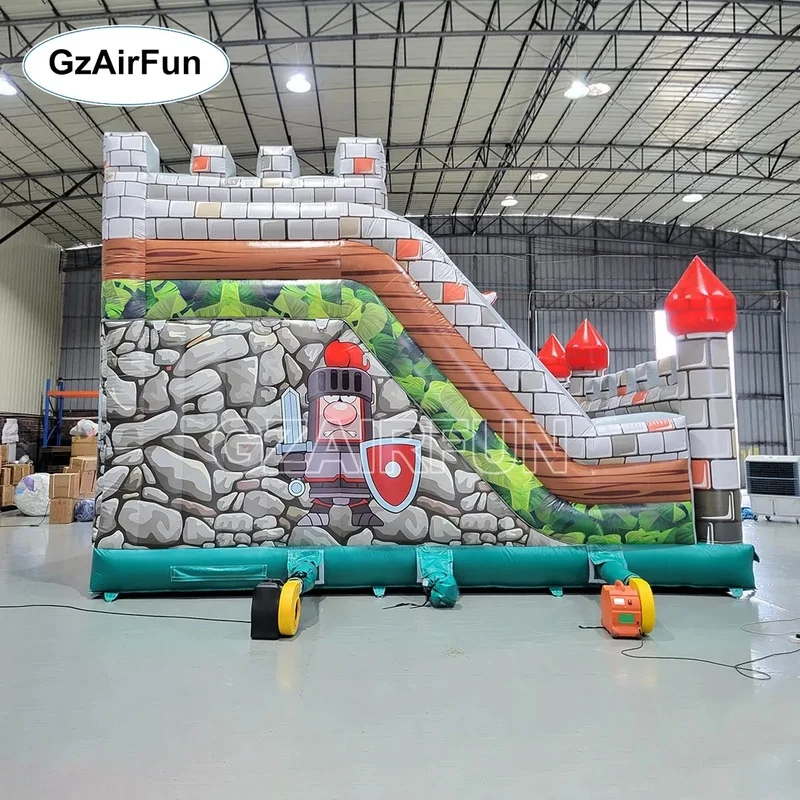 Commercial PVC Knight Castle Inflatable Bounce House Multi Level Obstacle Course Outdoor Kids Playground Equipment Easy Setup
